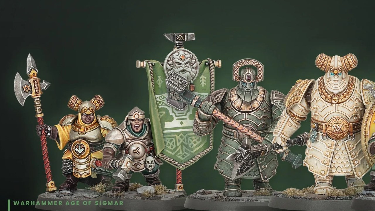 Warhammer Age of Sigmar / Kharadron Overlords imagery (Games Workshop). Arkanaut three-part series dated October 2026 on Warhammer+; Astartes II aimed at December.