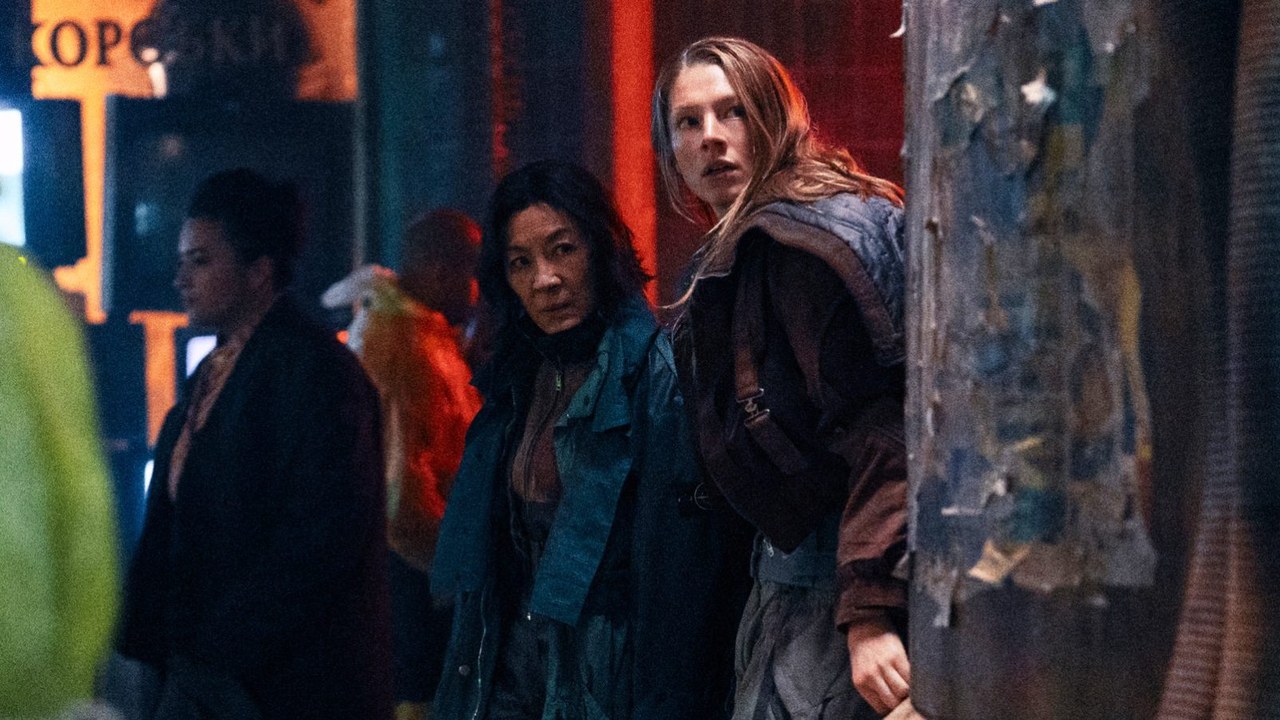 Michelle Yeoh as Olwen and Hunter Schafer as Cora in Blade Runner 2099 (Clay Enos for Prime Video).