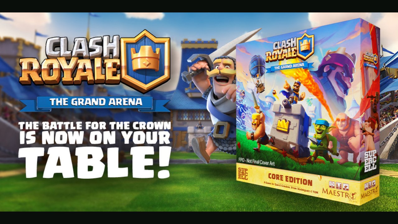 Clash Royale: The Grand Arena Core Edition reveal art, letterboxed for Dorkify (Maestro Media and Supercell, via PocketGamer.biz).