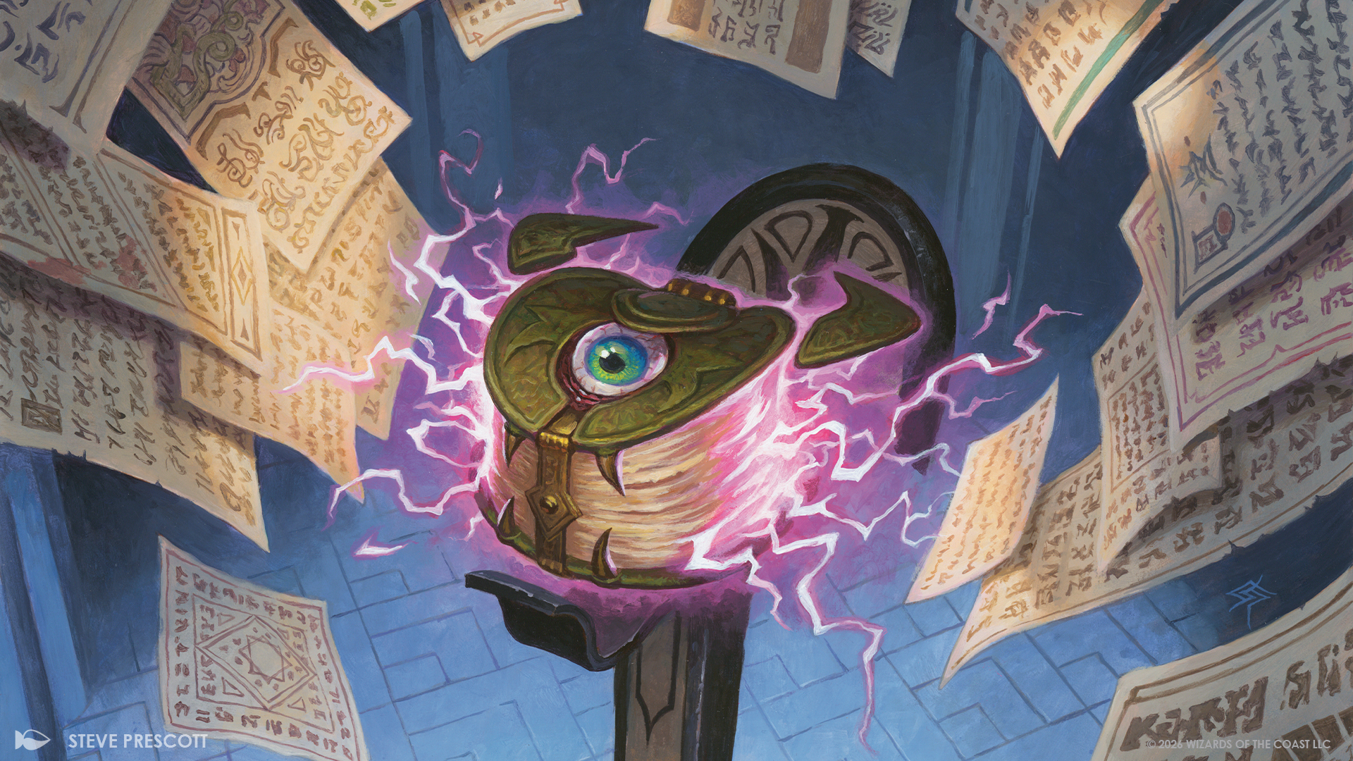 Official Magic: The Gathering art of The Theorist (Jace Beleren) from Reality Fracture / Planeswalker's Guide materials (Wizards of the Coast): the Echoverse villain at the center of the story finale week before the October 2, 2026 set release.