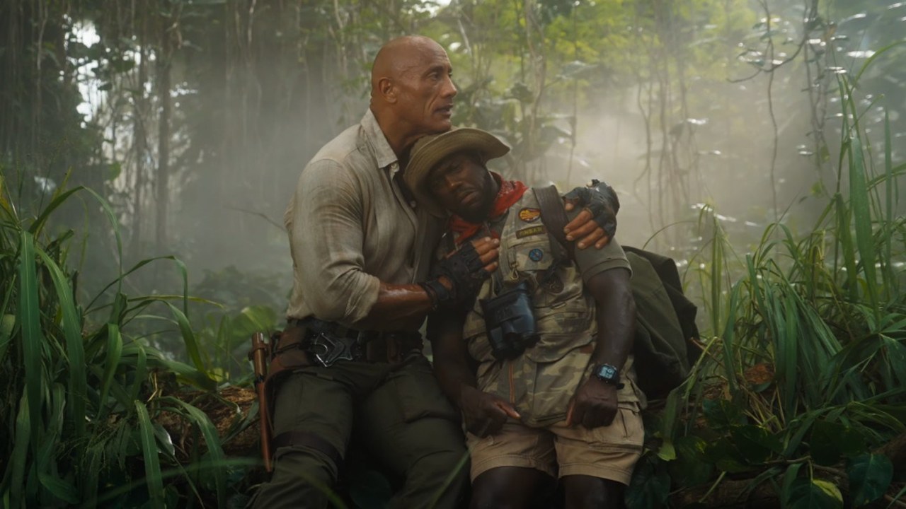 Dwayne Johnson and Kevin Hart's avatars in the jungle in the Jumanji: Open World trailer (Sony Pictures, via The Hollywood Reporter).