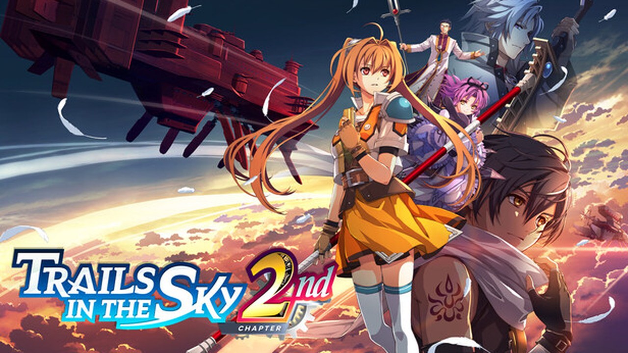 Trails in the Sky imagery (Nihon Falcom / GungHo). Retro desk context for the SC remake launch.