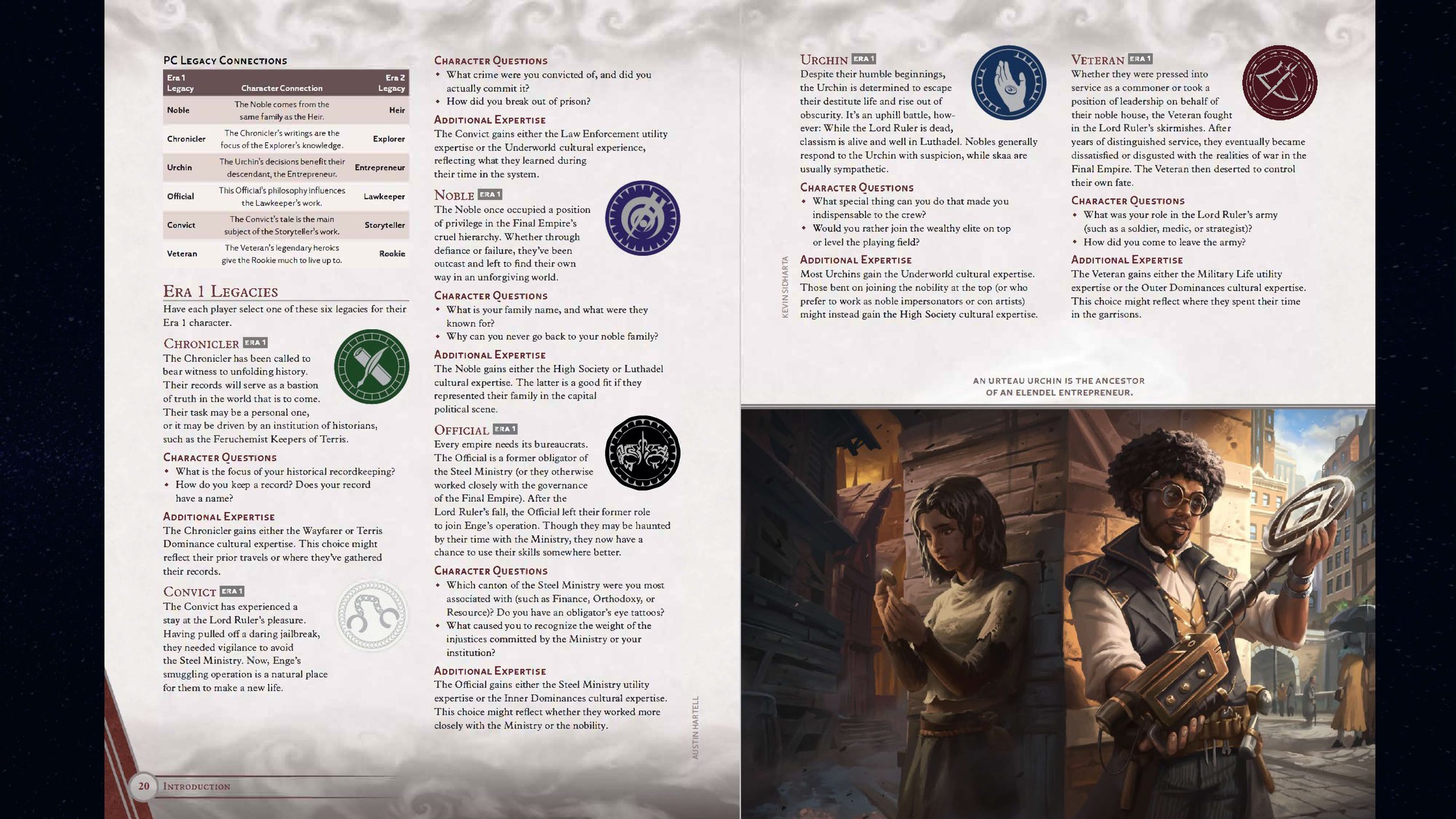 Official Brotherwise Games art for Mistborn Legacy from the Cosmere RPG Mistborn Campaign Setting line: the campaign-length Scadrial adventure arriving with the Handbook and World Guide digital wave.