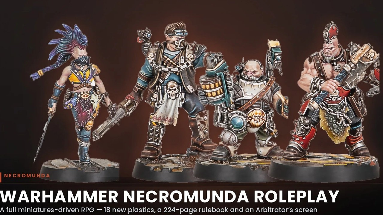 Necromunda underhive mood still (Games Workshop). Autumn Preview RPG ask without a forged street date.