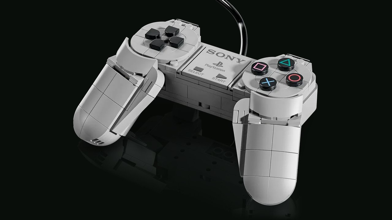 Official LEGO PlayStation set 72306 product still of the brick original PlayStation console and first controller. The LEGO Group / PlayStation.