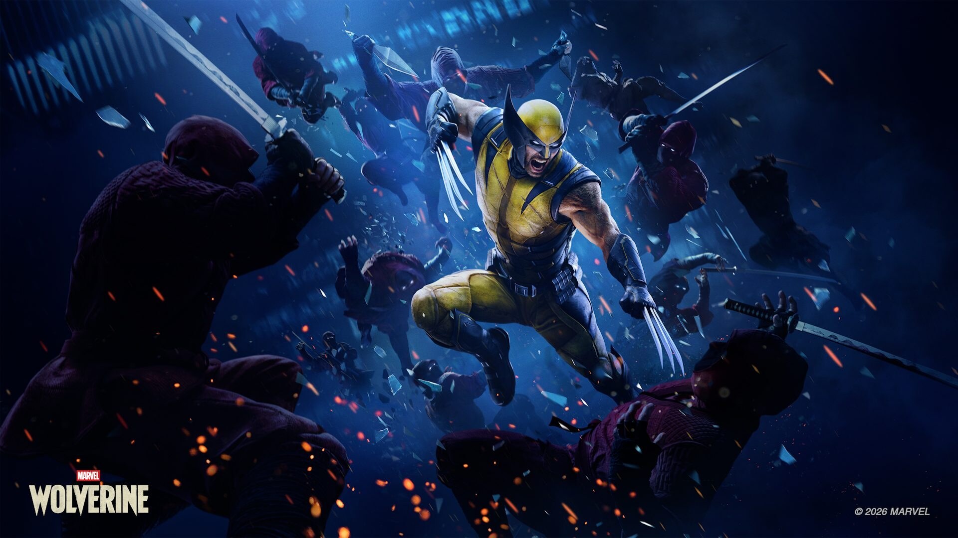 Marvel's Wolverine key art: Logan vs. The Hand. Insomniac Games / PlayStation / Marvel.
