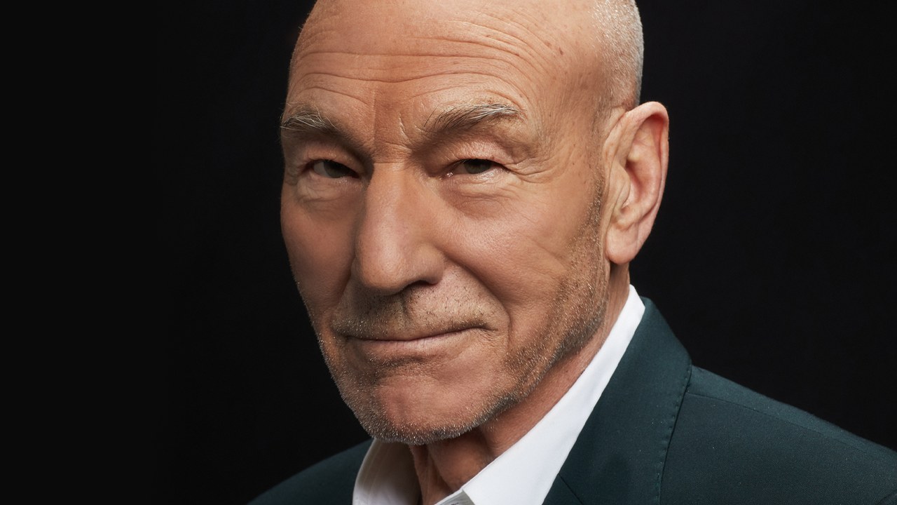 Patrick Stewart in a portrait against a dark backdrop (via Deadline).
