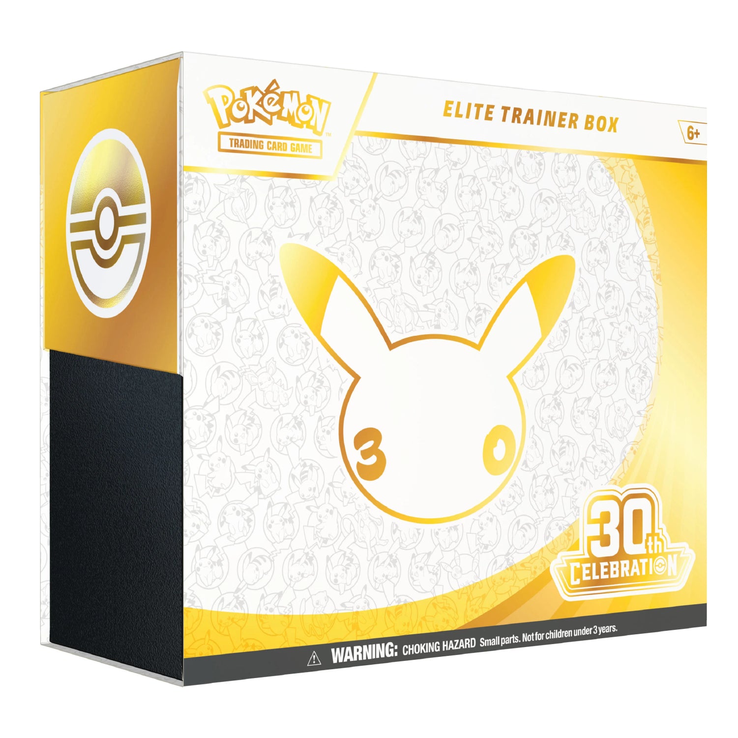Official-style product still of the Pokémon TCG 30th Celebration Elite Trainer Box packaging. The Pokémon Company / retail listing.