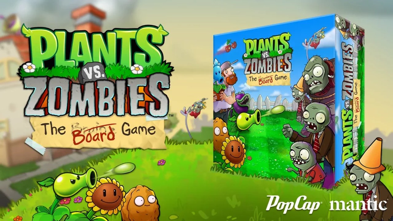 Plants vs. Zombies: The Board Game imagery (Mantic / PopCap). Kickstarter October 14, 2026.