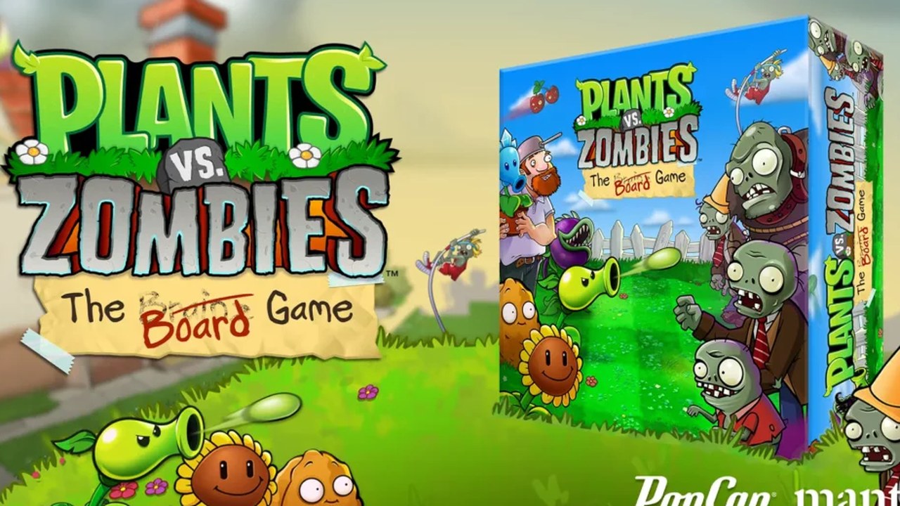 Plants vs. Zombies: The Board Game key art (Mantic). Crowdfunding still dated October 14; about twenty-four days from Sunday.