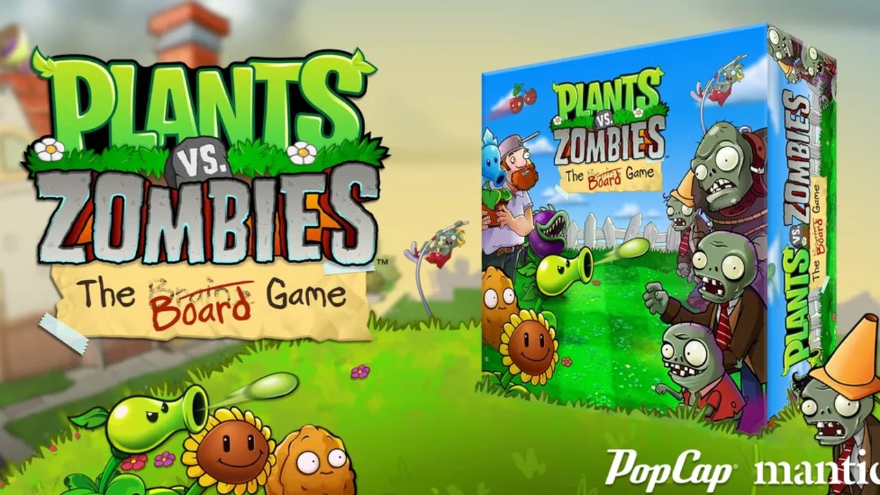 Plants vs. Zombies: The Board Game key art (Mantic Games). About twenty-three days from the October 14 Kickstarter.