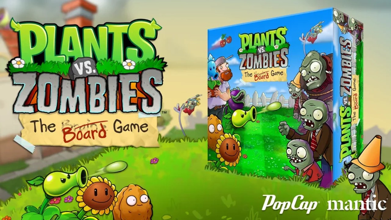 Plants vs. Zombies: The Board Game key art (Mantic / PopCap). About twenty days to Kickstarter.