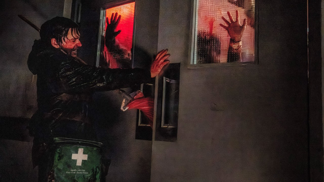 Austin Abrams in Resident Evil (Sony Pictures / Constantin). Opening weekend September 18 to 20, 2026 after franchise-best Thursday previews.