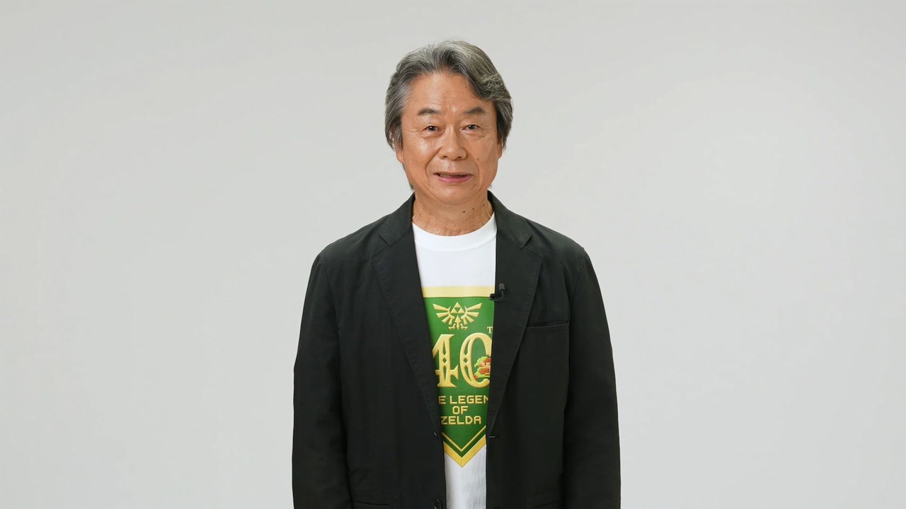 Shigeru Miyamoto in a Legend of Zelda 40th anniversary shirt (Nintendo, via GamesRadar).