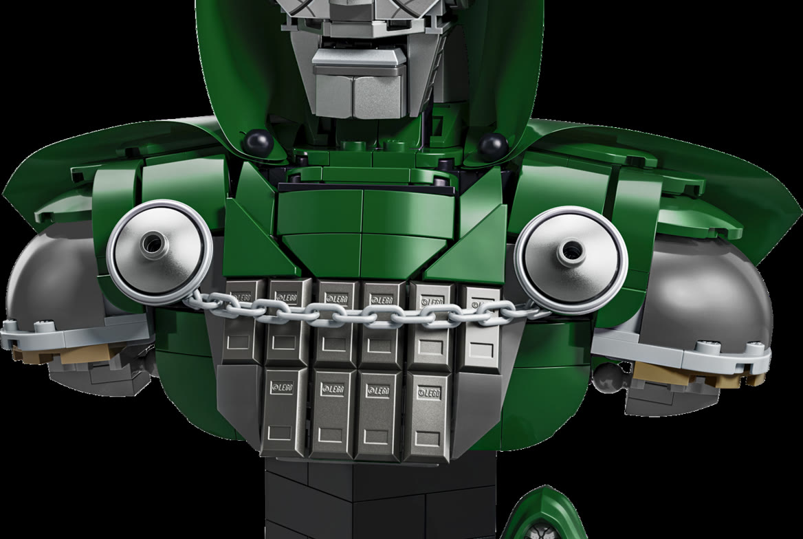 Official product shot of LEGO Marvel 76345 Doctor Doom Bust. The LEGO Group / Marvel.