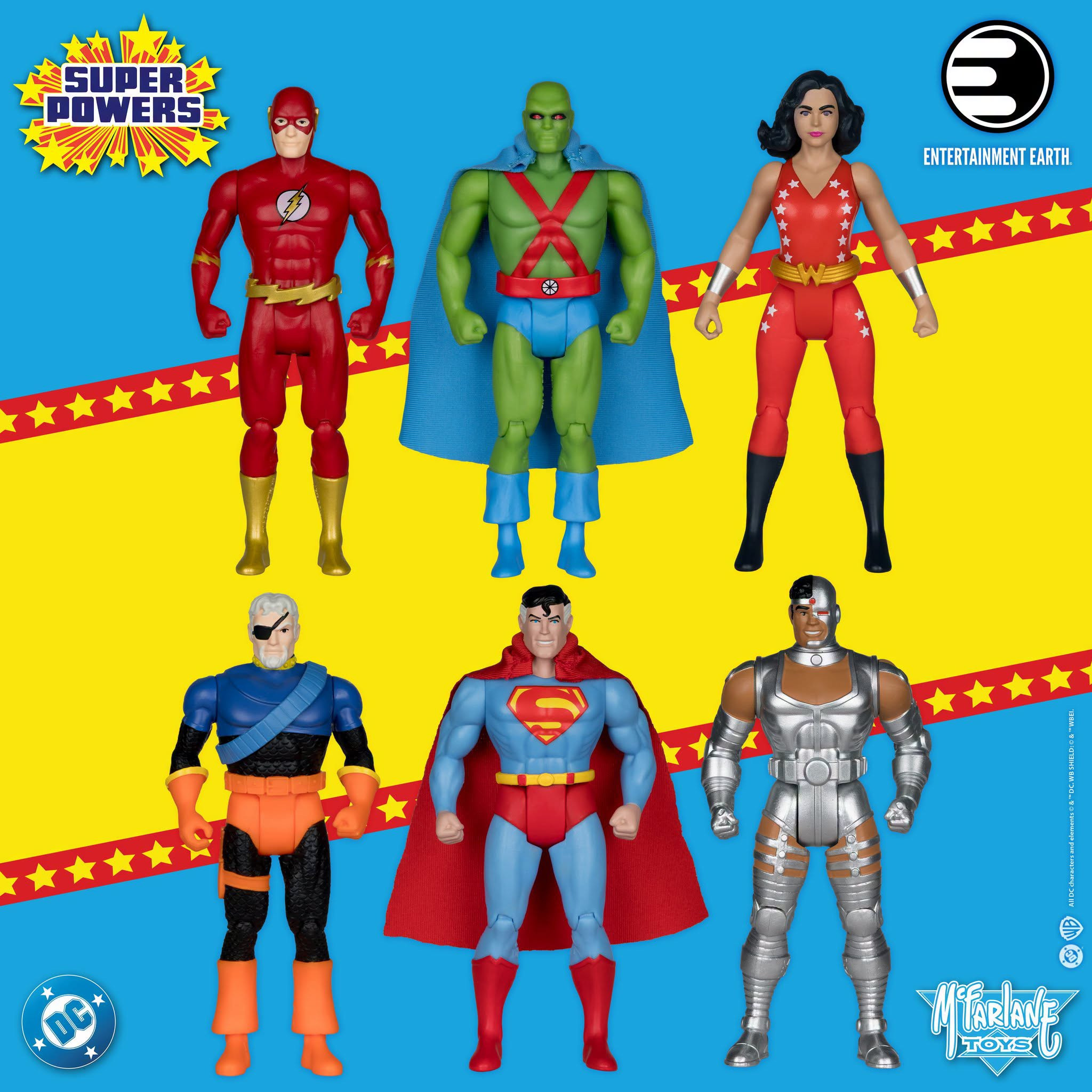 McFarlane DC Super Powers final wave lineup still. McFarlane Toys / Entertainment Earth exclusive assortment.