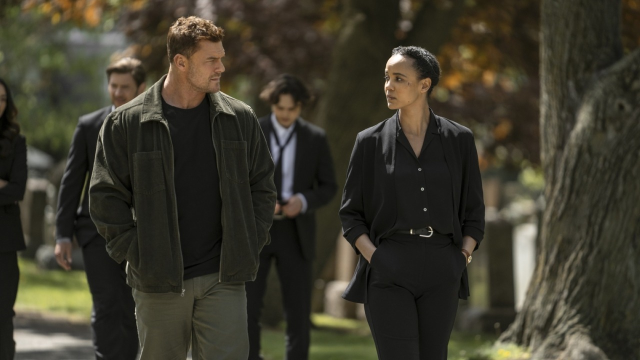 Maria Sten as Frances Neagley with Alan Ritchson as Jack Reacher in a Prime Video still. Amazon MGM Studios.