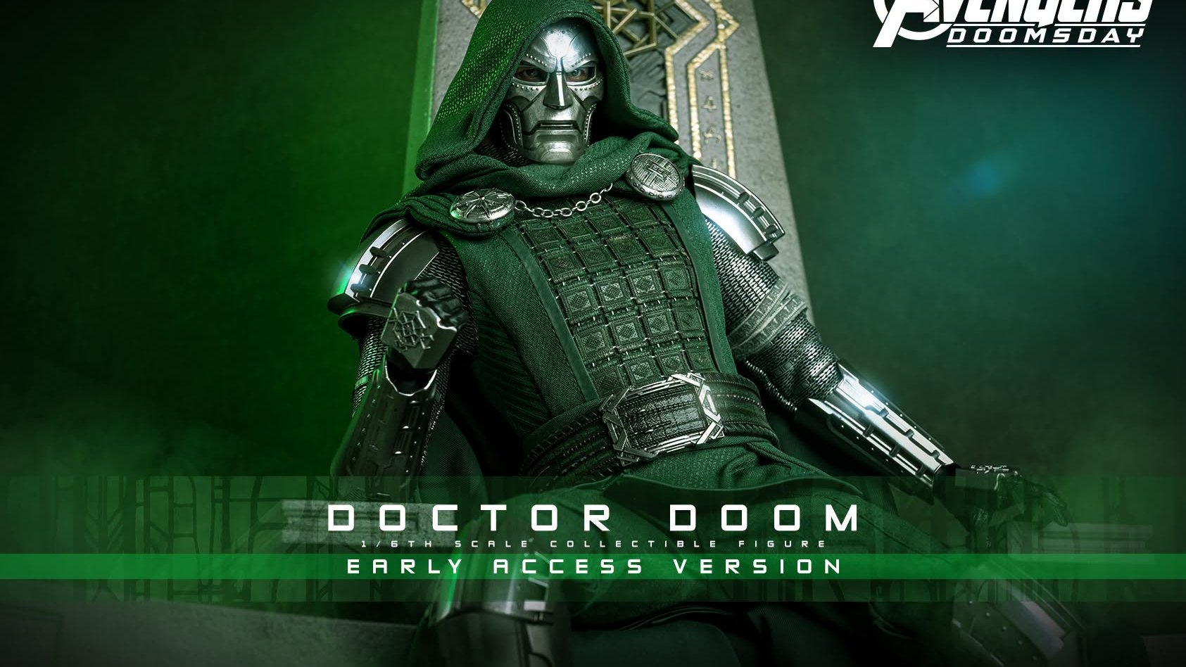 Hot Toys Avengers: Doomsday Victor Von Doom announce still: limited 3,000 travel-tunic figure with hexagonal cloak and second mask.