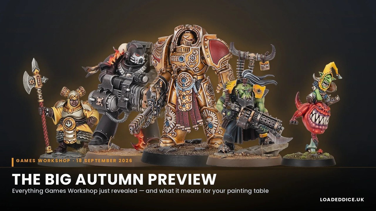 Warhammer Big Autumn Preview / Tone Pro paints coverage imagery (Games Workshop). Warhammer Tone Pro dated for shops September 26, 2026.