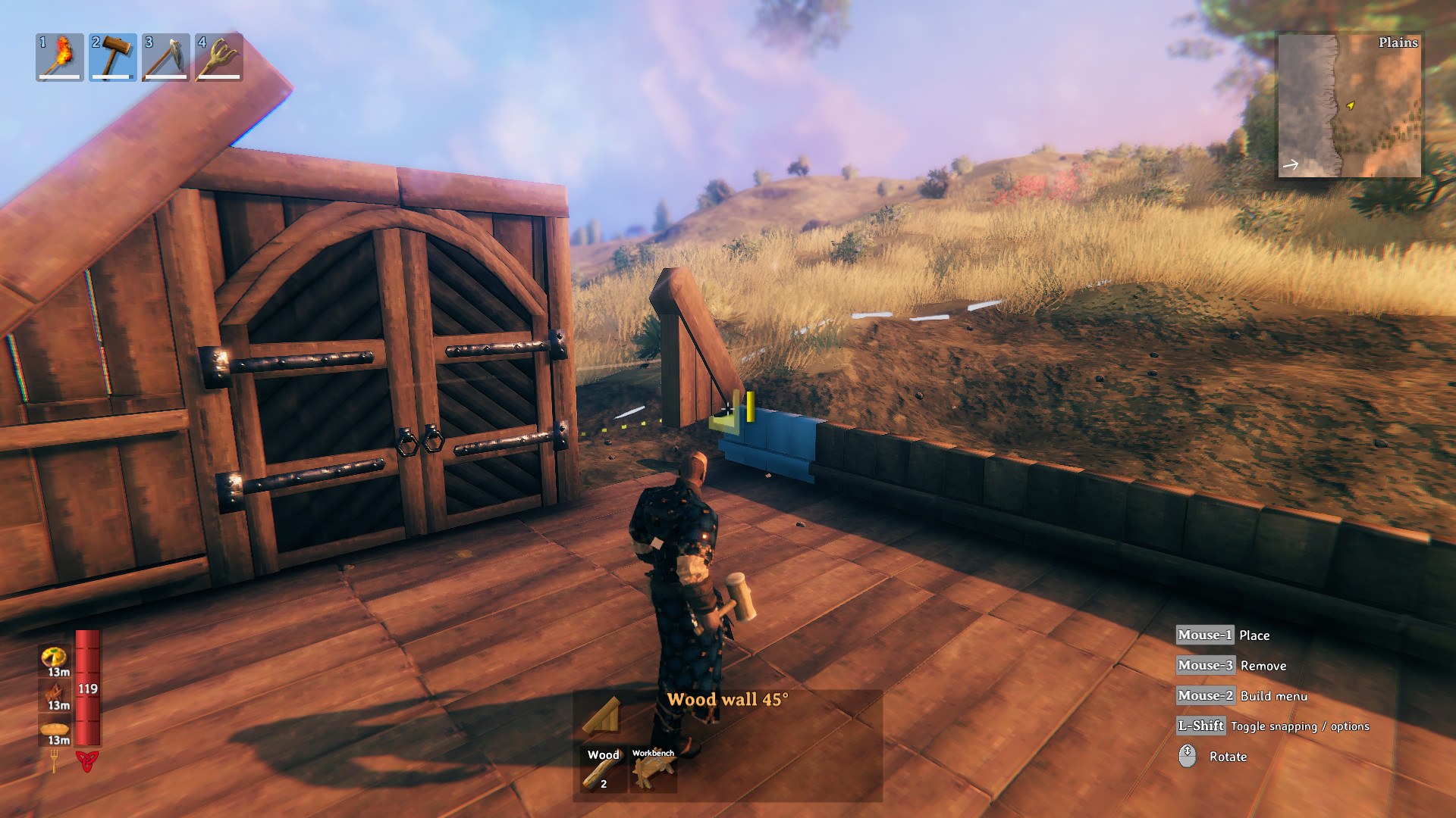 Official Valheim screenshot from Steam: cold light over a Nordic build, the kind of longhouse shelf Wednesday's 1.0 stamp and Deep North endgame are about to stress test across PC, Xbox, PS5, and Switch 2.