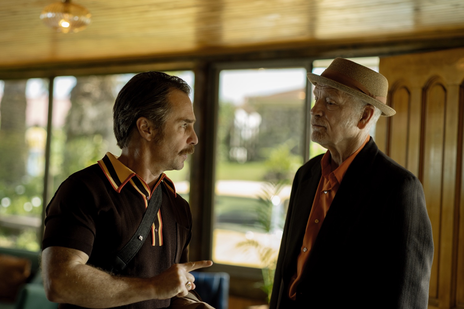 Official Searchlight still of Sam Rockwell and John Malkovich in Wild Horse Nine. Photo: Diego Araya Corvalán / Searchlight Pictures.
