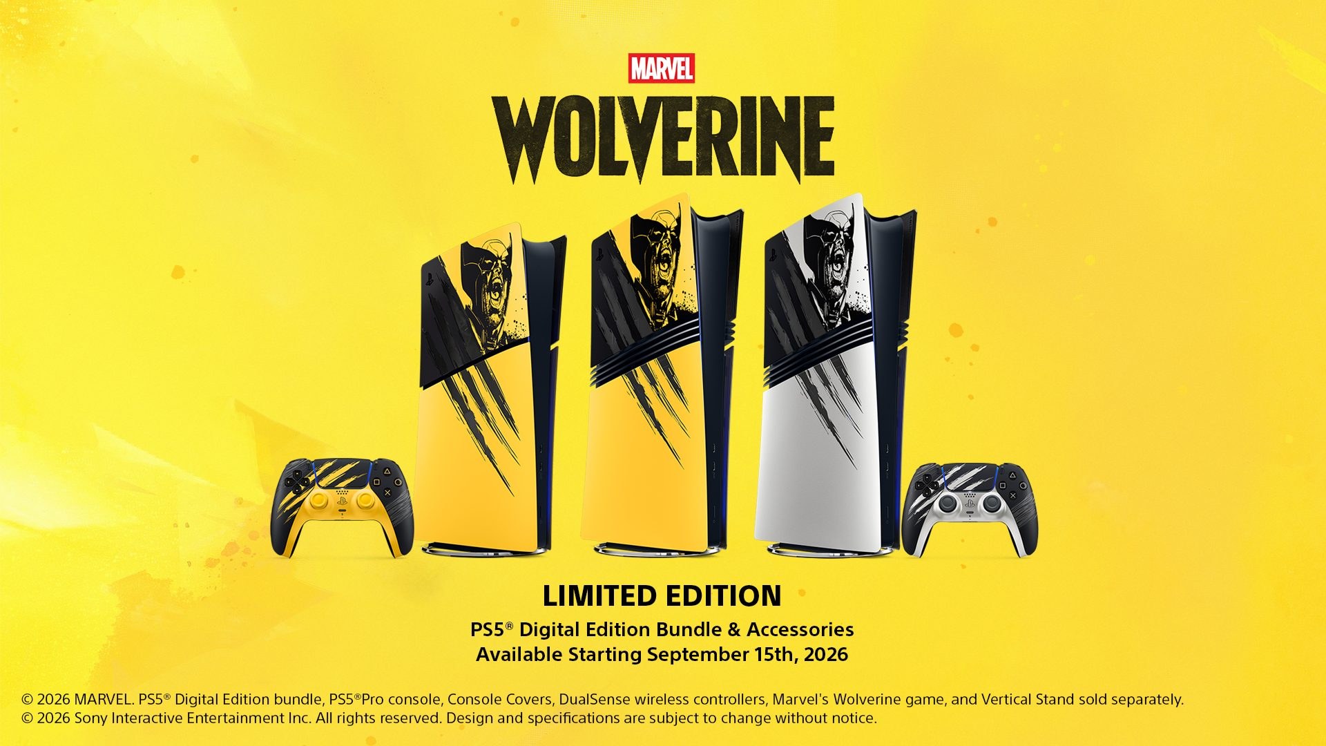 Marvel's Wolverine key art (Insomniac / PlayStation). PS5 launch day September 15, 2026.