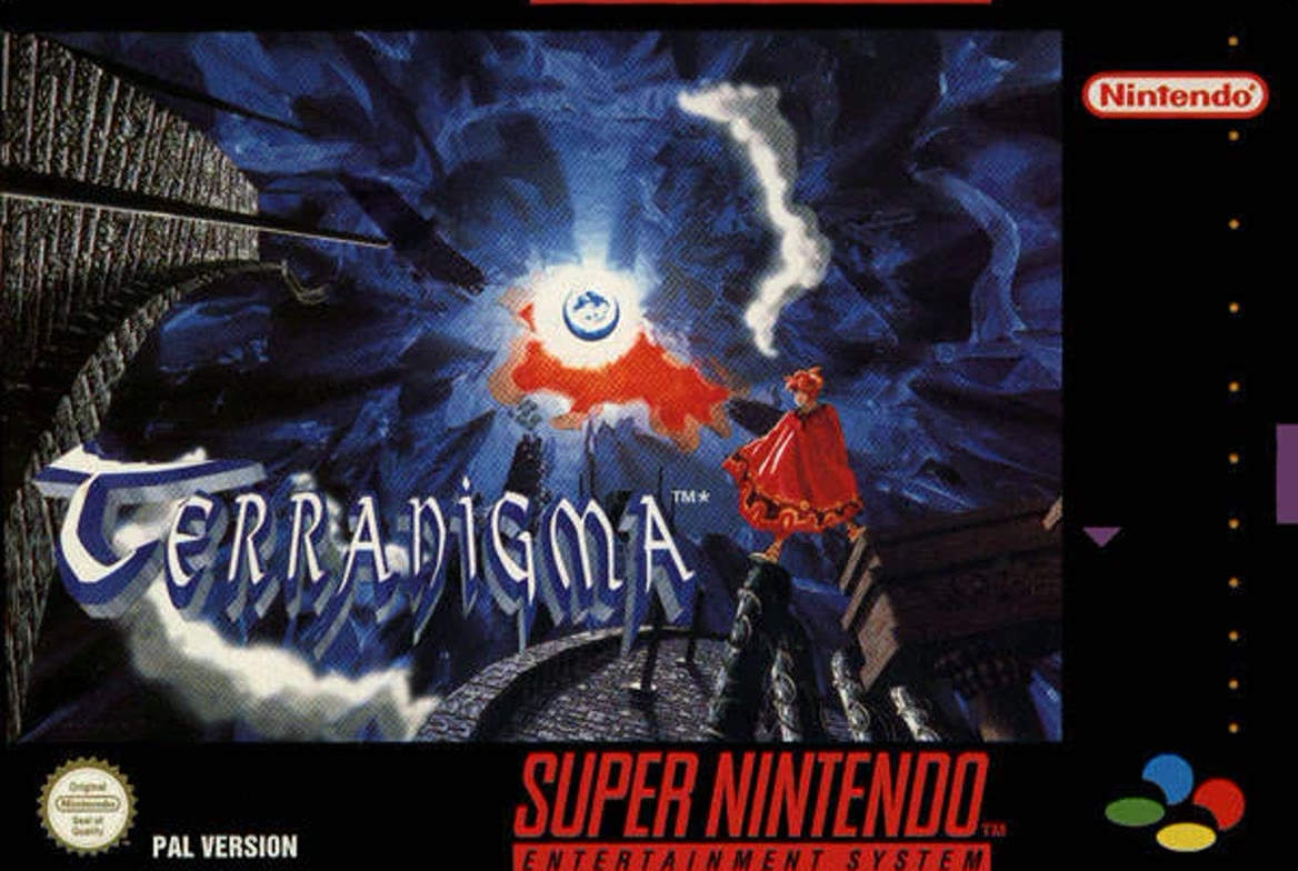 PAL Super Nintendo box art for Terranigma. Nintendo / Quintet.